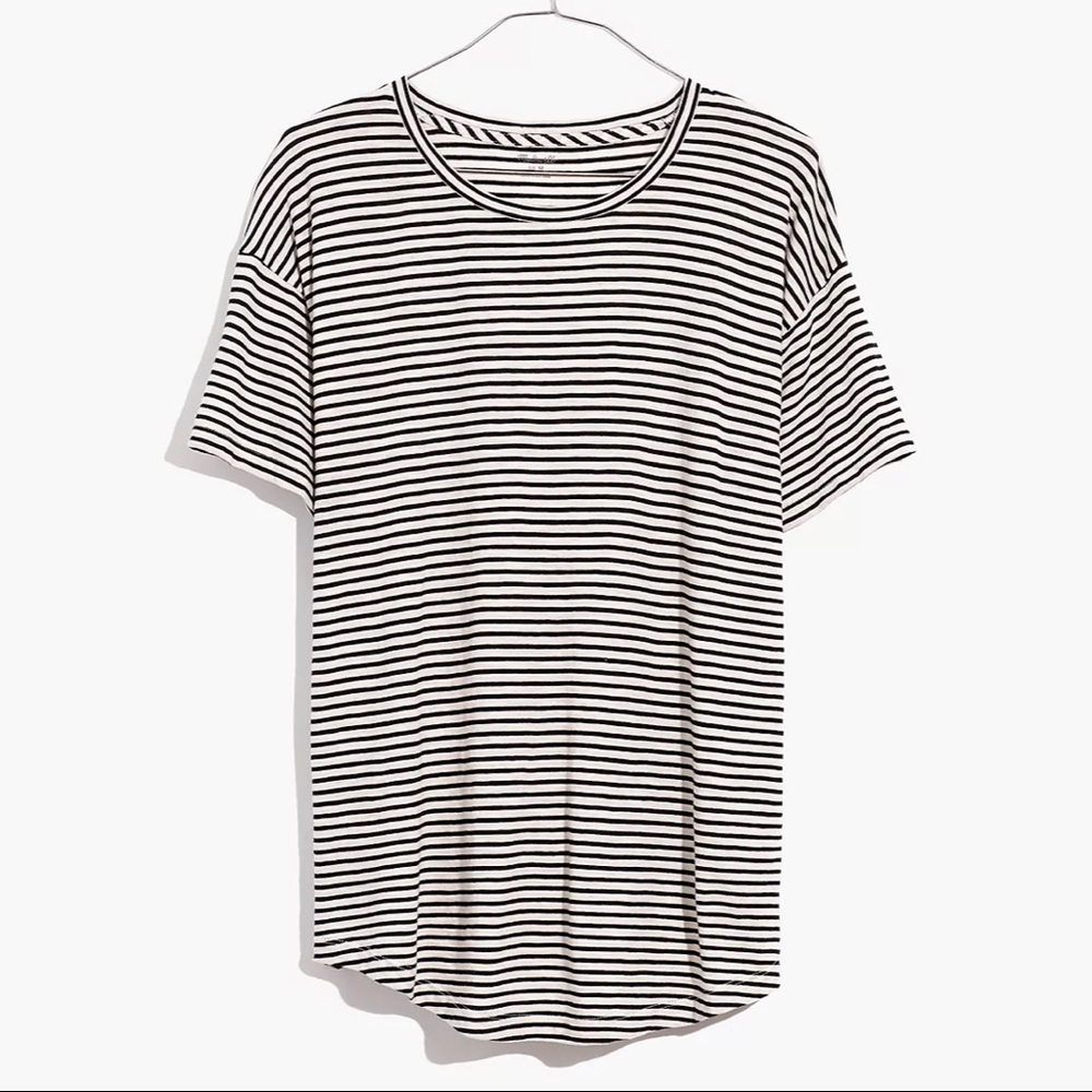 Madewell | B&W Whisper Cotton Crewneck Tee Shirt Top - Size XS - Picture 5 of 11